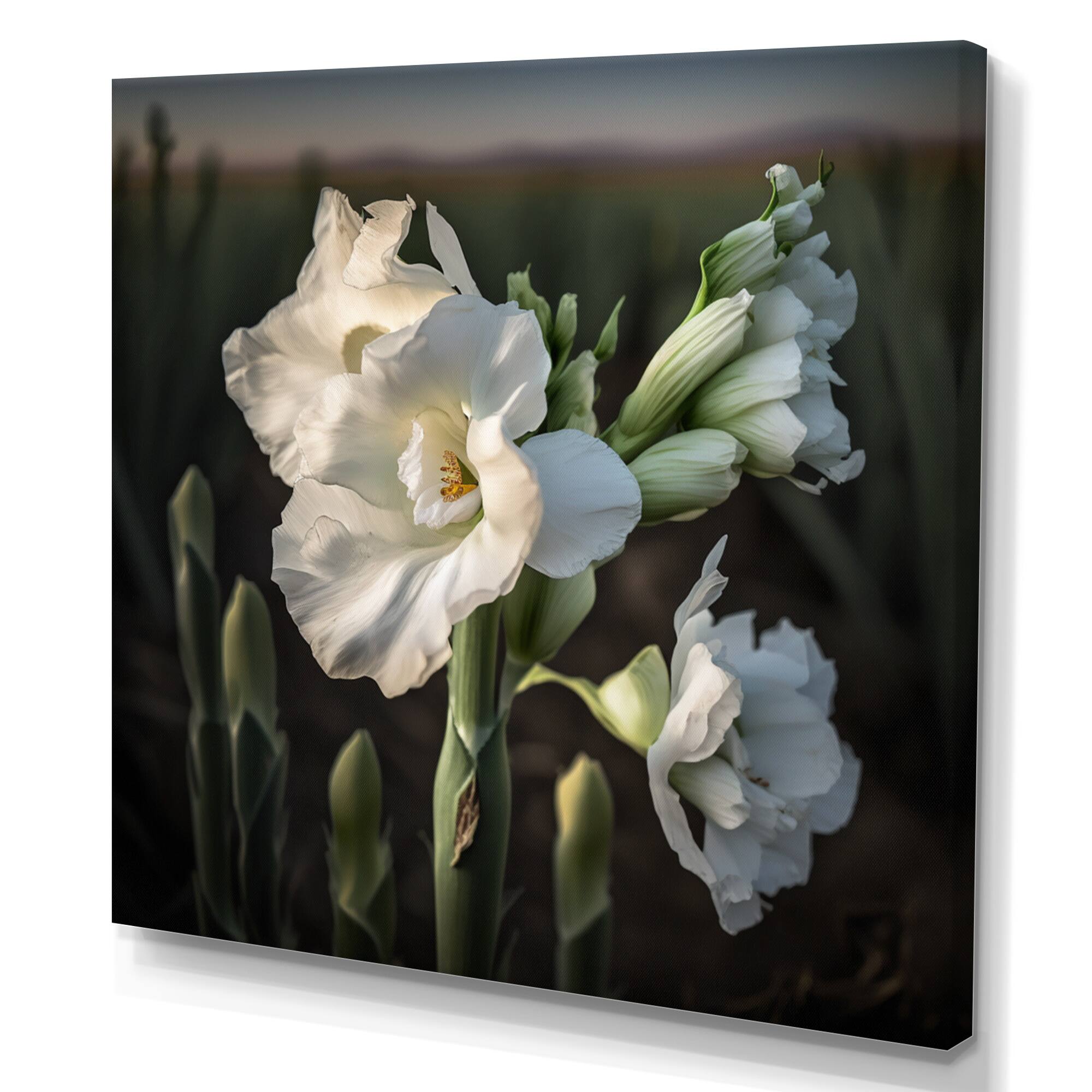 Designart "White Gladioli Towering Elegance" Floral Gladiolus Canvas